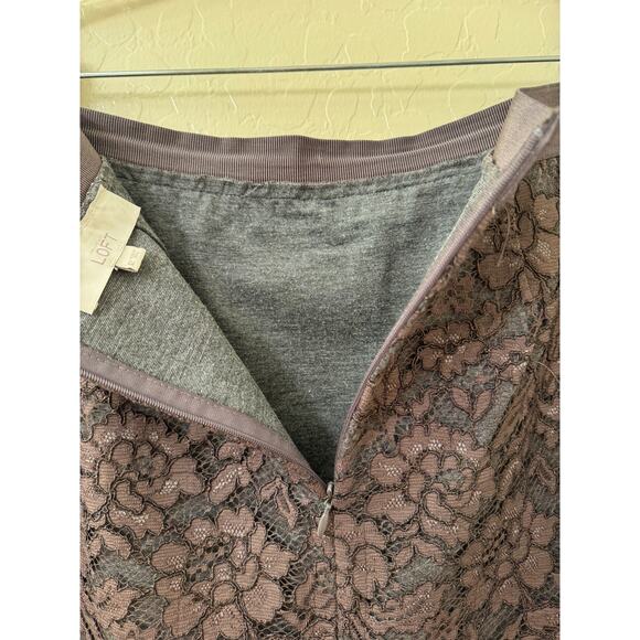 Ann Taylor LOFT Gray and Brown Lace Straight Pencil Skirt Size 12 - Picture 3 of 8